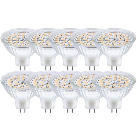 GU5.3 LED Light Bulb, MR16 LED 12V 3W Equivalent to 30W 3000K Warm White Halogen Lamp, Non-Dimmable LED Spot Light Bulbs, Pack of 10 [Energy Class F]
