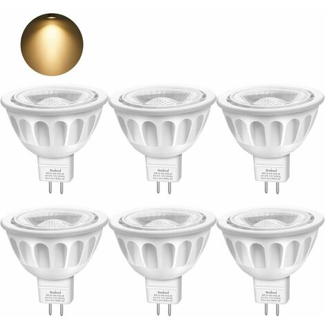 GU5.3 LED MR16 Light Bulb, Warm White 3000K, 5W Equivalent to 50W Halogen Lamp, AC/DC 12V, 450LM, 40° Angle, Not Dimmable, Pack of 6