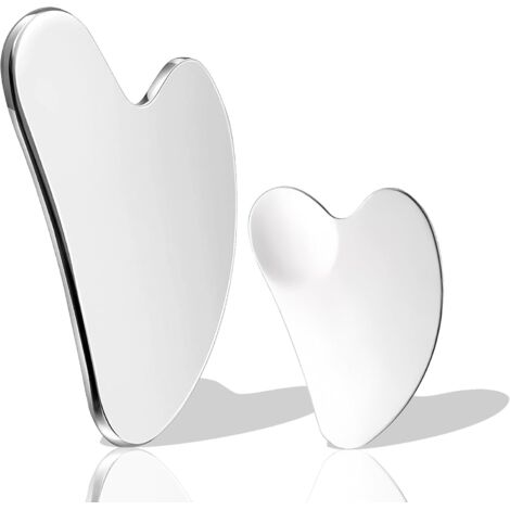 Gua sha acier inoxydable argent, drainage lymphatique sculpte menton mâchoire, tension musculaire visage