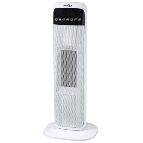 Guadalupe Radiateur Soufflant Vertical Céramique Blanc/Noir 2000W 2 Puissances Oscillant Anti-Basculement avec Commande (62x21x1
