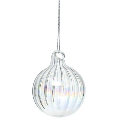 Guaina di natale in vetro 60 mm a strisce bianche - Atmosphera créateur d'intérieur