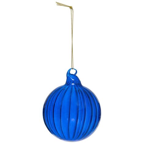 Guaina di natale in vetro 80 mm a strisce blu - Atmosphera créateur d'intérieur