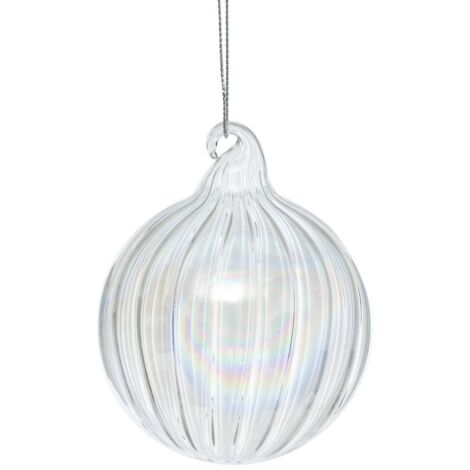 Guaina natalizia in vetro 80 mm con strisce bianche - Atmosphera créateur d'intérieur