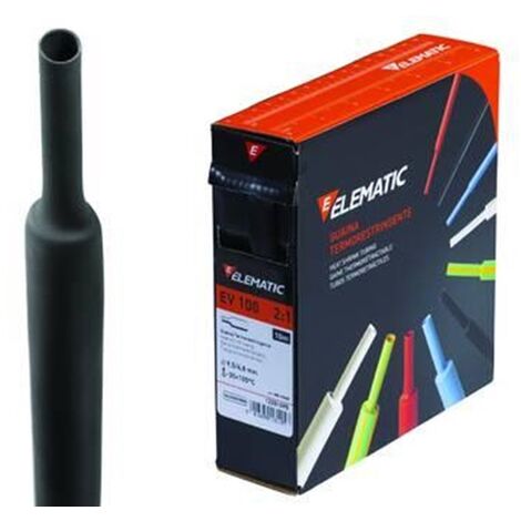 GUAINA TERMORESTRINGENTE NERA  -mm. 9,5/4,8, cf da mt.10