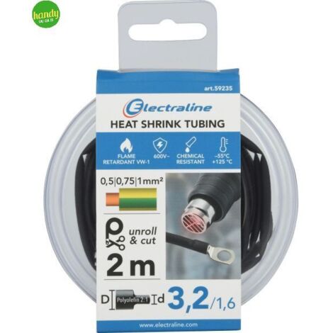 Guaina termostringente Electraline 2m nero 3,2/1,6 mm