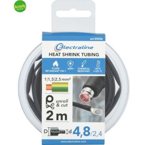 Guaina termostringente Electraline 2m nero 4,8/2,4 mm