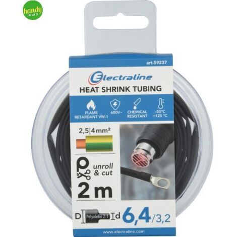 Guaina termostringente Electraline 2m nero 6,4/3,2 mm