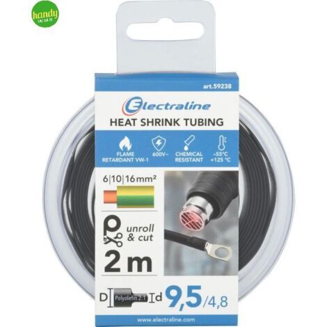 Guaina termostringente Electraline 2m nero 9,5/4,8 mm