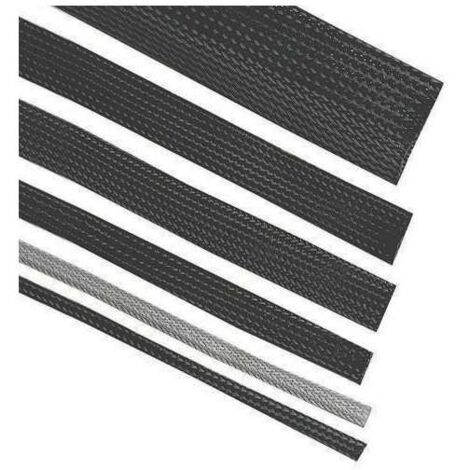 Guaina Trecciata Elastica in Poliestere 8 mm Nera