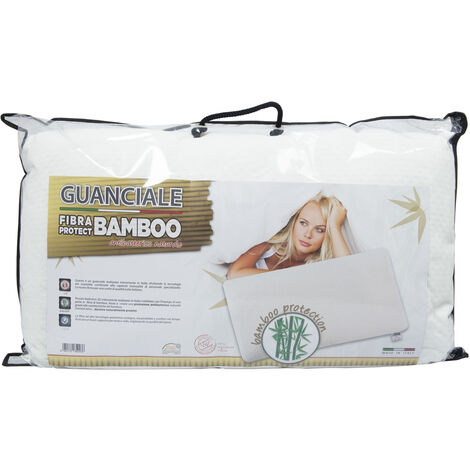 Guanciale Cuscino Letto 50x80m Anallergico Traspirante Fibra Protect Bamboo