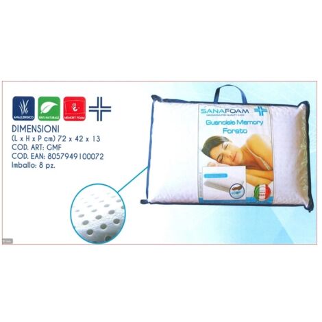 guanciale forato in memory foam bianco 72x42 cm