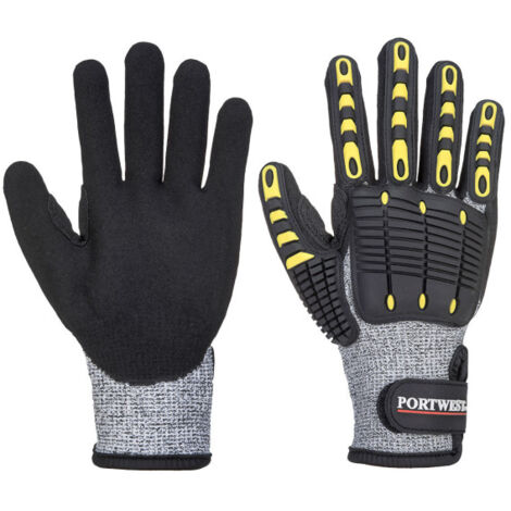 Guante anti-corte nivel C y anti-golpes Gris/Negro galga 13 A722 XL