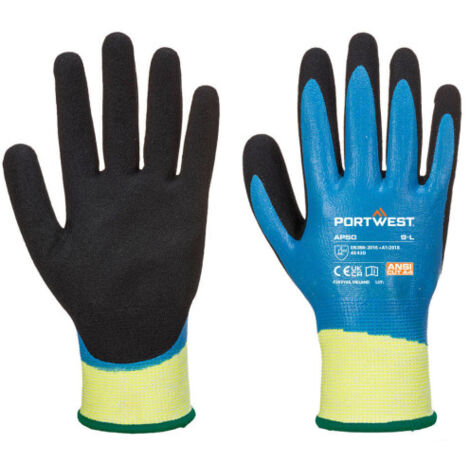 Guante Aqua Cut Pro impermeables galga 13 sin costuras Azul/Negro AP50 S
