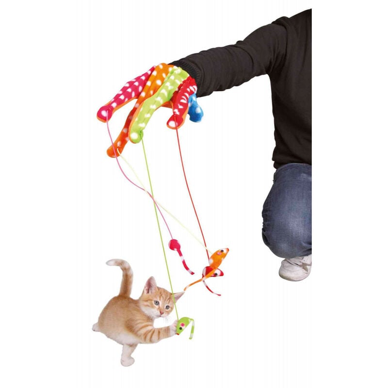 

Guante con ratón de juguete para gatos