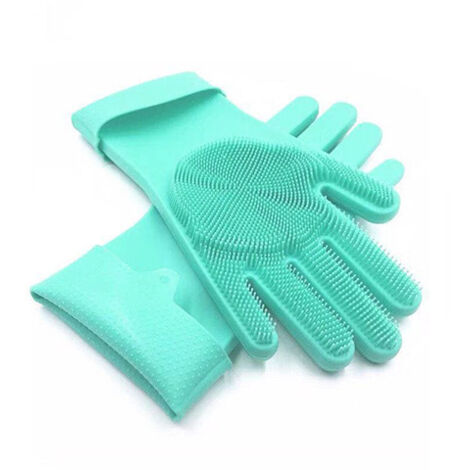 Guante de aseo para perros y gatos, guantes de masaje de silicona suave, cepillo suave para gatos y perros, silicona suave que no daña la piel (verde)
