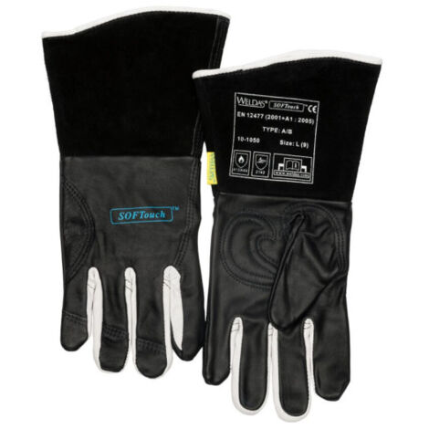Guante de cuero de vaca negro WELDAS TIG Softouch XL