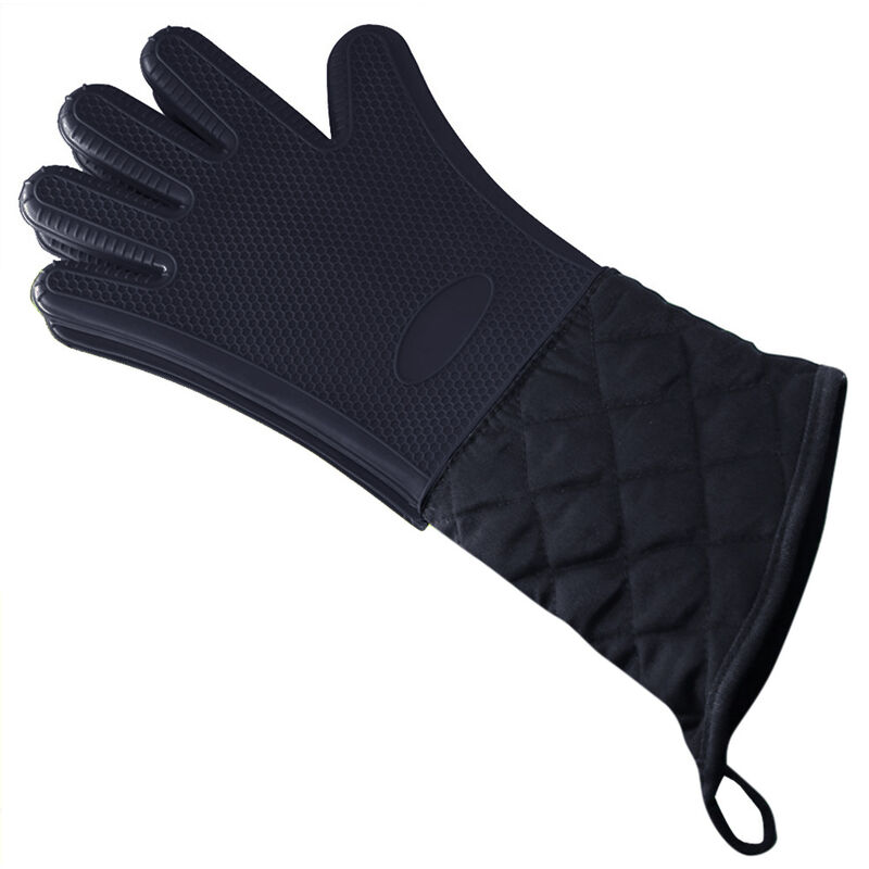 

Guante de horno Guantes de silicona extralargos para horno Resistente al calor Antideslizante Impermeable para cocinar Parrilla Hornear, negro