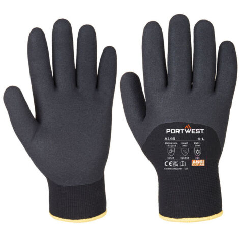 Guante de invierno Artic de forro doble, recubierto de nitrilo arenoso A146 XXL Negro