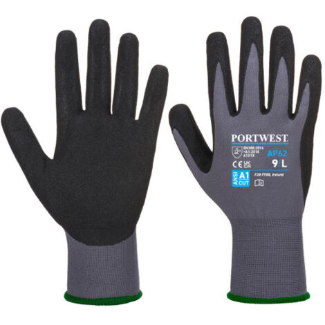 Guante de manipulación general Dermiflex Aqua Gris/Negro Dext. 5 AP62 L