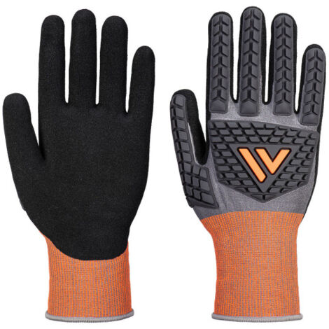 Guante de nitrilo anti-impacto corte D, calibre 18, gris/negro, talla XS - Talla 6