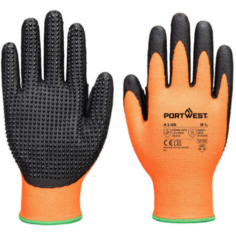 Guante de nitrilo con puntos altos Grip 13 A148 XL Naranja/Negro