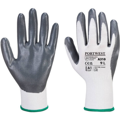 Guante de Nitrilo Flexo Grip Nivel 2 ANSI a la abrasión A310 XXL Gris/Blanco