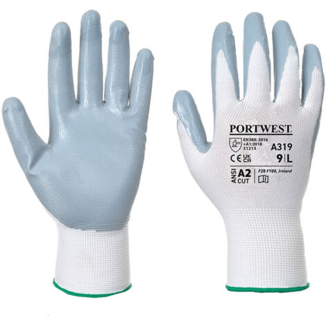 Guante de Nitrilo Flexo Grip  (pack expositor) PORTWEST A319 L Gris/Blanco