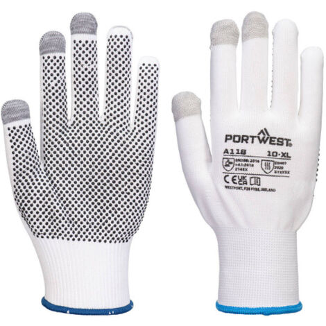 Guante de pantalla táctil con puntos de PVC Grip 13 A118 (12 pares) L