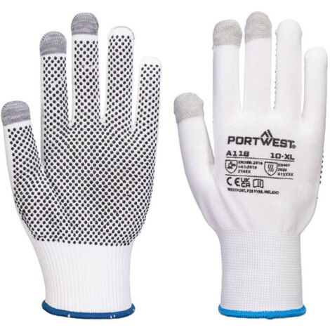 Guante de pantalla táctil con puntos de PVC Grip 13 A118 (12 pares) PORTWEST M