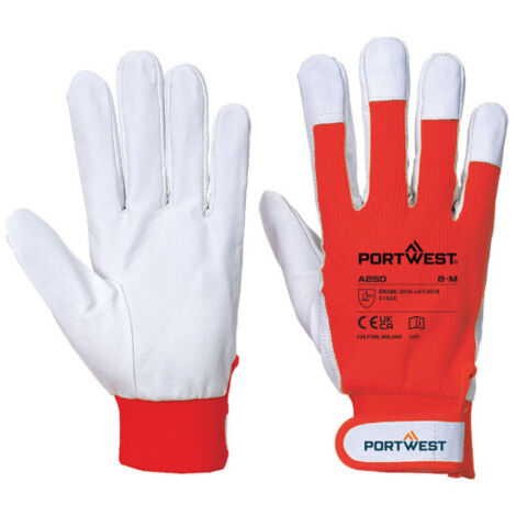 Guante de piel flor Tergsus con refuerzo A250 XL Rojo