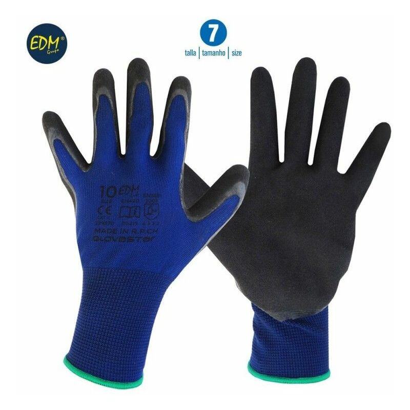 

EDM - Guante de poliester sin costuras y con recubrimiento de latex arenoso talla 7