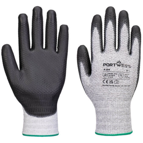 Guante de punto de diamante galga 13 sin costuras PU (12 pares) A124 XL