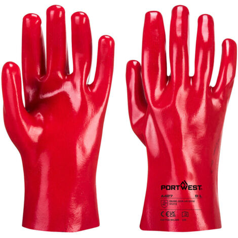Guante de PVC con Forro de Algodón - Seguridad y Comodidad / Rojo / XL