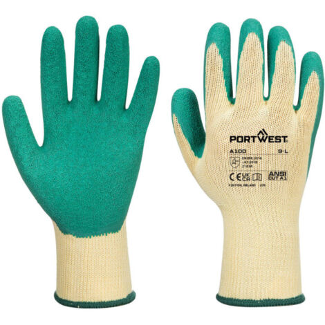 Guante de trabajo de punto, galga 10 nivel 2 anti abrasión Grip A100 L verde