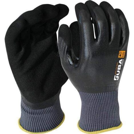Guante de trabajo nylon/nitrilo negro talla 8 juba