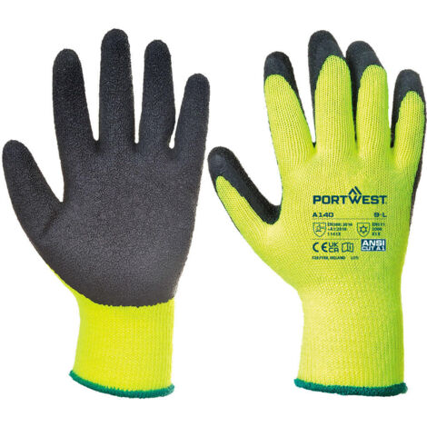 Guante de trabajo Thermal Grip, galga 10 PORTWEST A140 (12 pares) M Negro