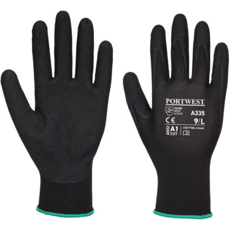 Guante Dermi-Grip NPR15 - Nitrilo Arenoso para un Agarre Perfecto / Negro / S