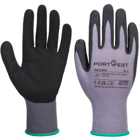 Guante DermiFlex Essential Multipack super ligero galga 15 (pack 12) Gris/Negro AB350 L