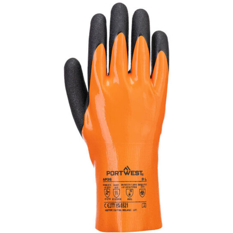 Guante Grip 15 recubierto de nitrilo Negro/Naranja AP36 L