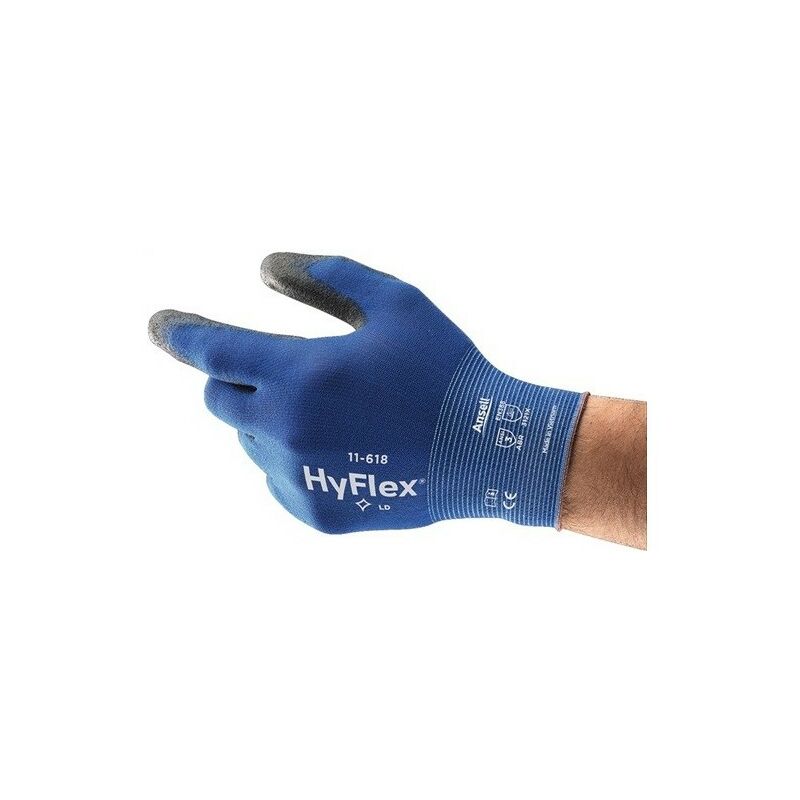 

Ansell - Guante Hyflex 11-618 Tamao 8 Azul/Negro En 388 Categora Ep