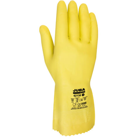 Guante látex flocado interior algodón, para químicos, amarillo, t-08