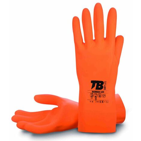 GUANTE LATEX NATURAL FLOCADO NARANJA 10