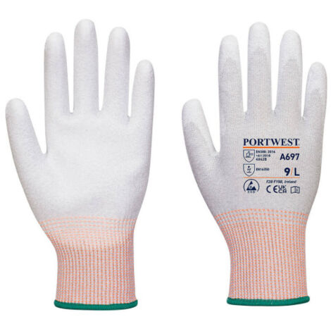 Guante LR13 ESD palma de PU resistente al acorte (Pack de 12) A697 M