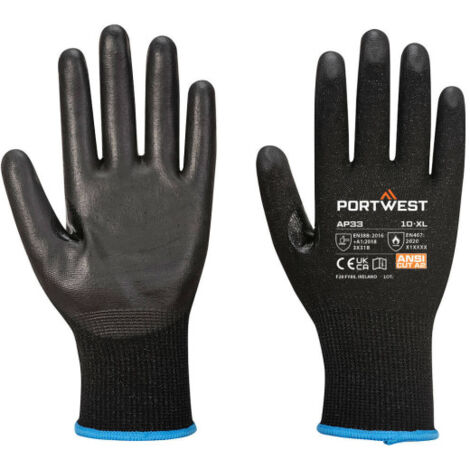 Guante LR15 de PU Touchscreen PK12 galga 15 Negro AP33 L