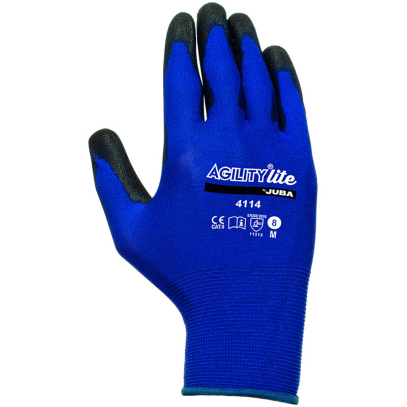 Juba - H4114/6 guante nylon recubierto de poliuretano sin costuras con puño color az