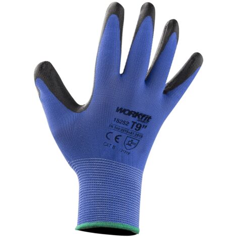 Guante Nitrilo Workfit Negro-Azul Talla 8" Resistente A Químicos