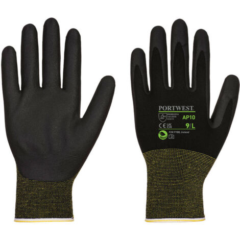 Guante NPR15 de bambú con nitrilo esponjoso - Pack de 12 / Negro / L