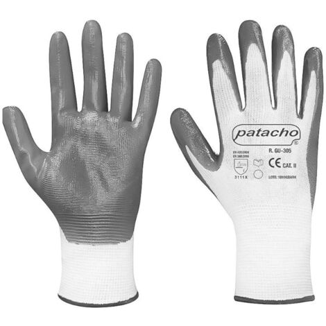 GUANTE NYLON BLANCO NITRILO GRIS T-10 PAR