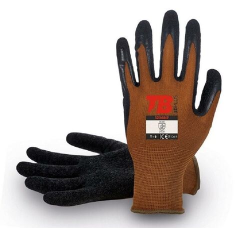 guante nylon marron palma latex rugoso 320 grip talla 7-10 t/guante talla s-7