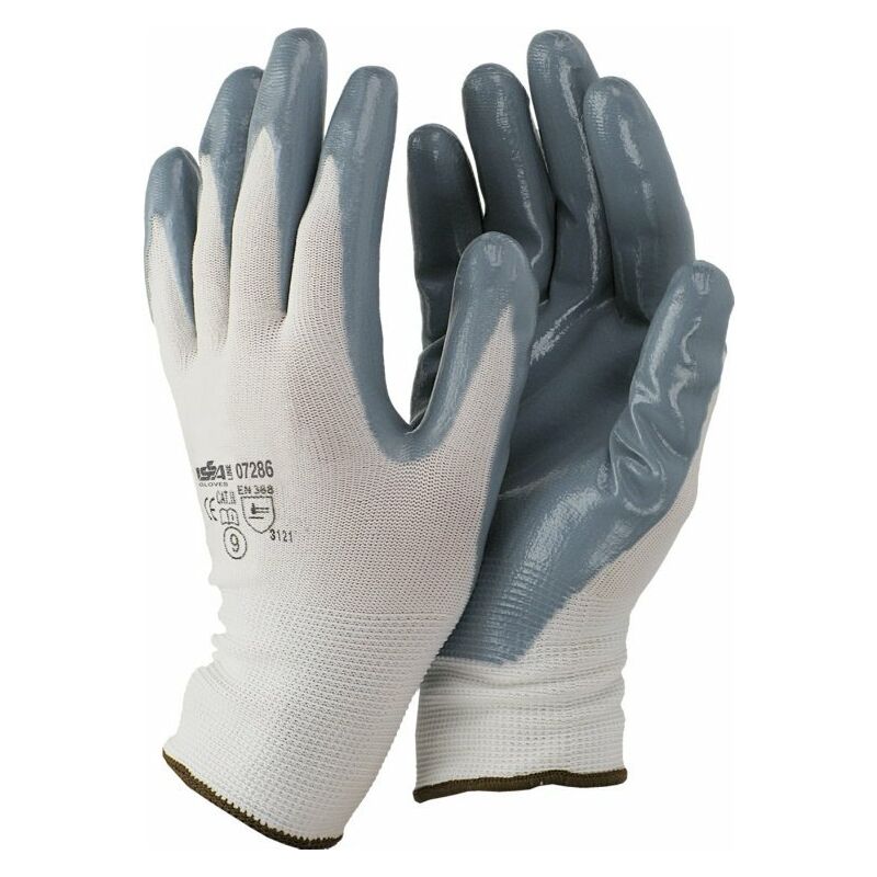 

Guante Nylon Palma Nitrilo Blanco Y Gris 10